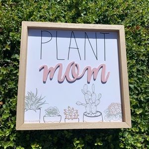 Hygge, Boho, Wood wall decor “Plant Mom” 24 x 24 cm NWT